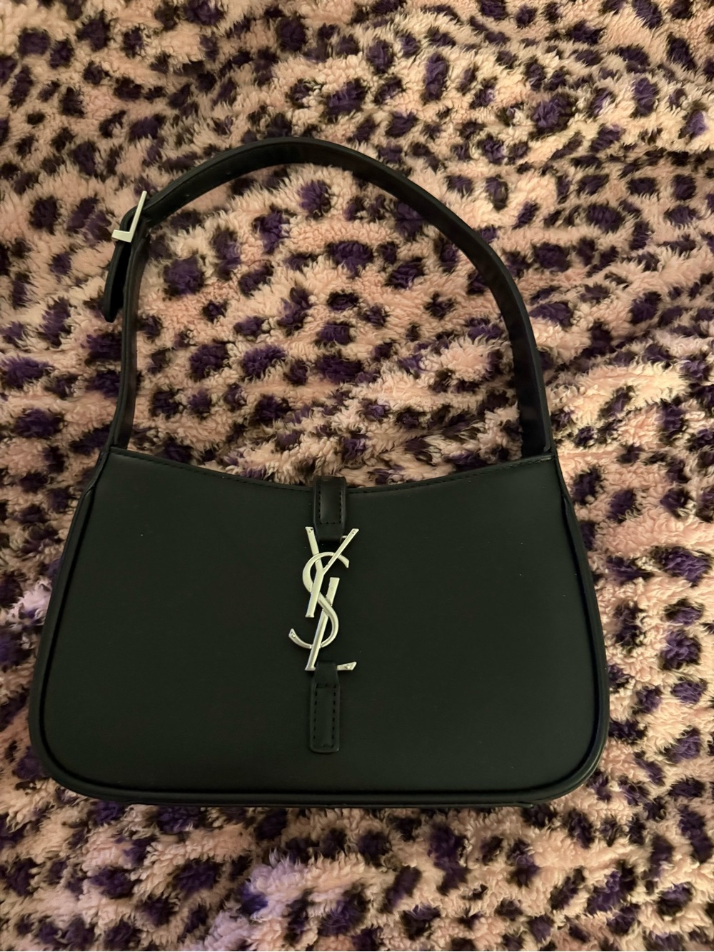Black Shoulder Hobo Bag with Silver Logo designer inspired